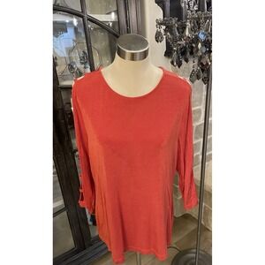 Chico's Travelers Slinky Acetate Tomato Long Ladder Sleeve Sleeve Sz 3 (XL)